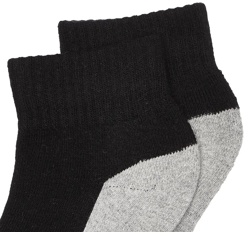 Jefferies Socks Little Boys' Seamless Sport Quarter Half Cushion 6 Pack Socks, Black/Grey, 9-11 - Image 2